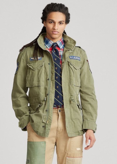 Chaquetas Polo Ralph Lauren Hombre Verde Oliva - Cotton Twill Field - VTRJP2534